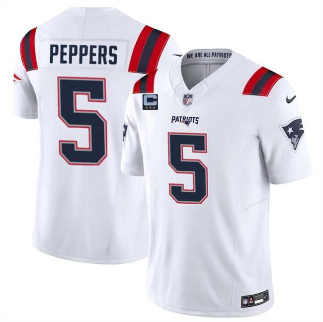 Men & Women & Youth New England Patriots #5 Jabrill Peppers White F.U.S.E. With 3-Star C Patch Vapor Limited Stitched Jersey